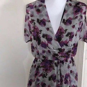 KINDER AGGUGINI Dress Floral Summer Surplice Polka Dots Macy's Purples Size S
